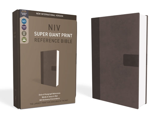 NIV, Super Giant Print Reference Bible, Leathersoft, Gray, Red Letter, Comfort Print