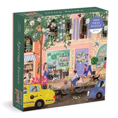 Spring Street 1000 Piece Puzzle in a Square Box from Galison - 1000 Piece Puzzle for Adults, Beautiful Illustrations from Joy Laforme