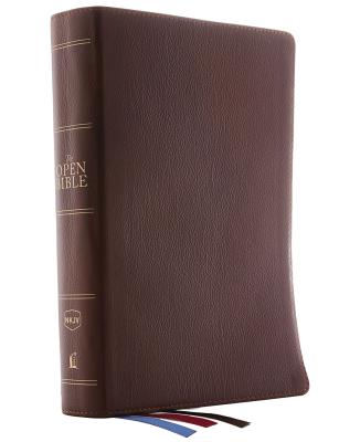 The NKJV, Open Bible, Brown Genuine Leather, Red Letter, Comfort Print: Complete Reference System