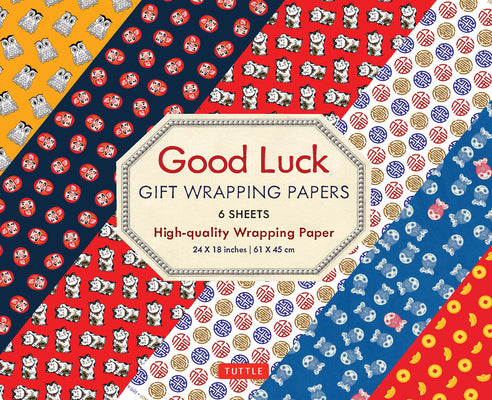 Good Luck Gift Wrapping Papers 6 sheets: High-Quality 24 x 18 inch (61 x 45 cm) Wrapping Paper