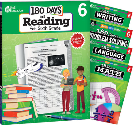 180 Days of Sixth Grade Practice, 6th Grade Workbook Set for Ages 10-12, Includes 5 Assorted Sixth Grade Workbooks to Practice Math, Reading, Grammar, ... Problem Solving Skills (180 Days of Practice)