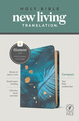 NLT Compact Bible, Filament Enabled (LeatherLike, Teal Palm, Red Letter)