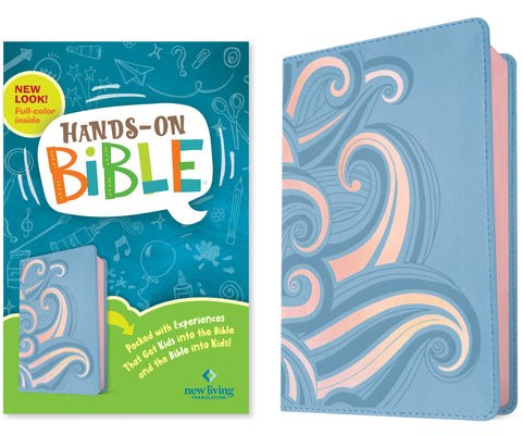 NLT Hands-On Bible for Kids, 3rd Edition (Periwinkle Pink Waves LeatherLike): Full-Color, Family Activities, Amazing Facts, Charts, and Maps