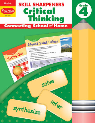 Evan-Moor Skill Sharpeners Critical Thinking, Grade 4 Workbook, Problem Solving Skills, Fun Activities, Higher-Order, Open-Ended Questions and Challenges, Science, Math, Social Studies, Language Arts