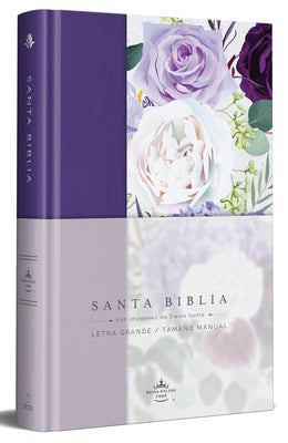 Biblia RVR1960 Tapa dura y tela morada con flores tamao manual / Spanish Bible RVR 1960 Handy Size Large Print Hardcover Cloth with Purple Floral