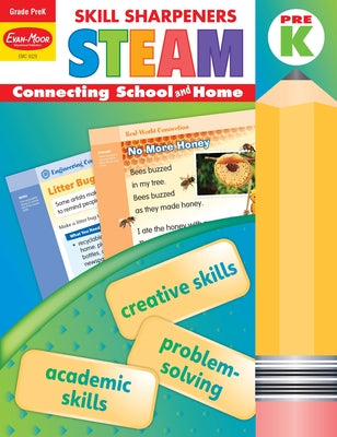 Evan-Moor Skill Sharpeners STEAM Workbook, Grade PreK, Science, Technology, Engineering, Art, Math, Hands On Activities, Helping Others, Collaboration, Solve Real World Problems, Puzzles, Homeschool